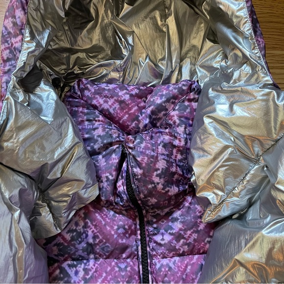 Sam Edelman winter print puffer jacket with removable scarf hood - Picture 5 of 7